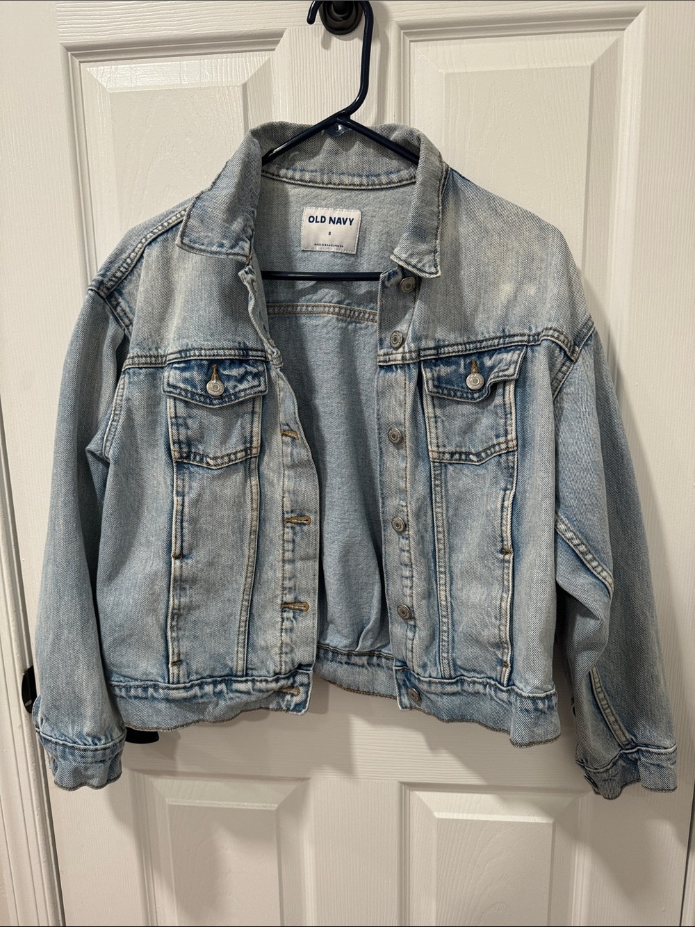Old Navy Light Wash Cropped Denim Jacket - Pale Blue